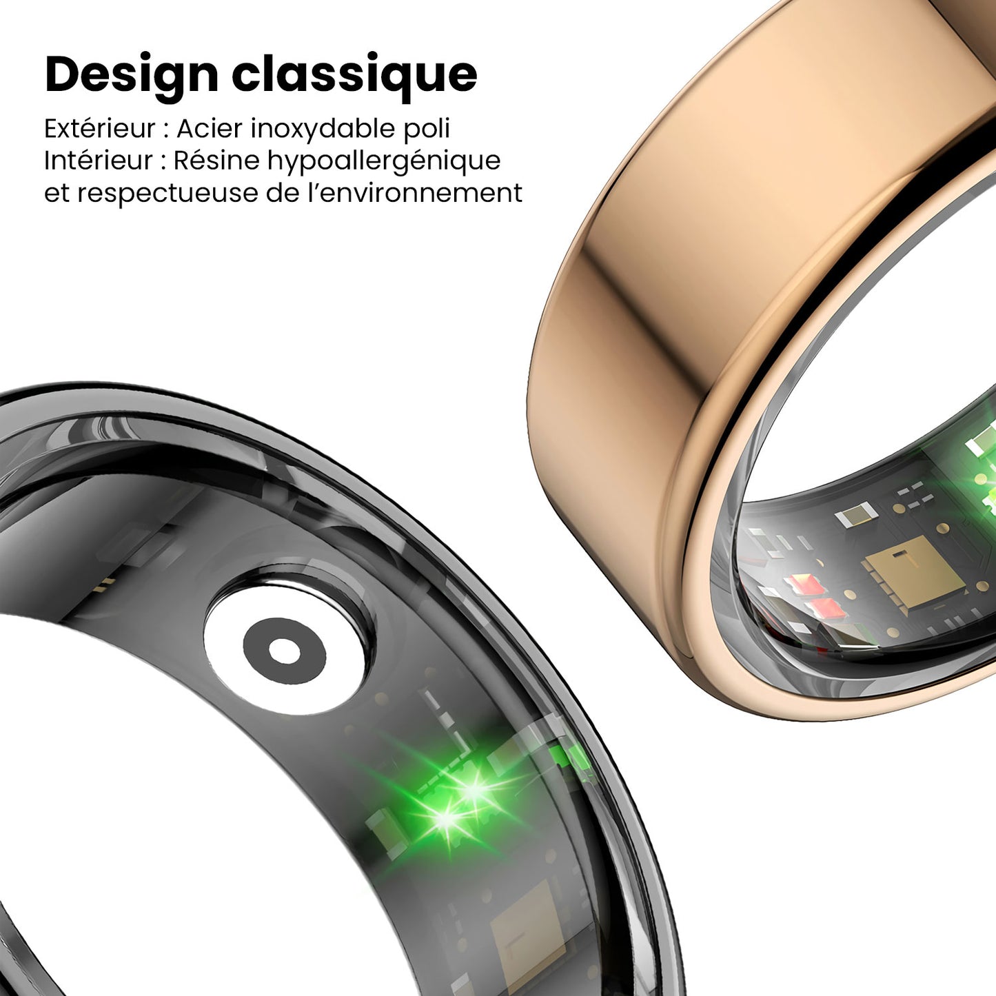 Anneau intelligent de surveillance de la santé | Étanchéité IP68
