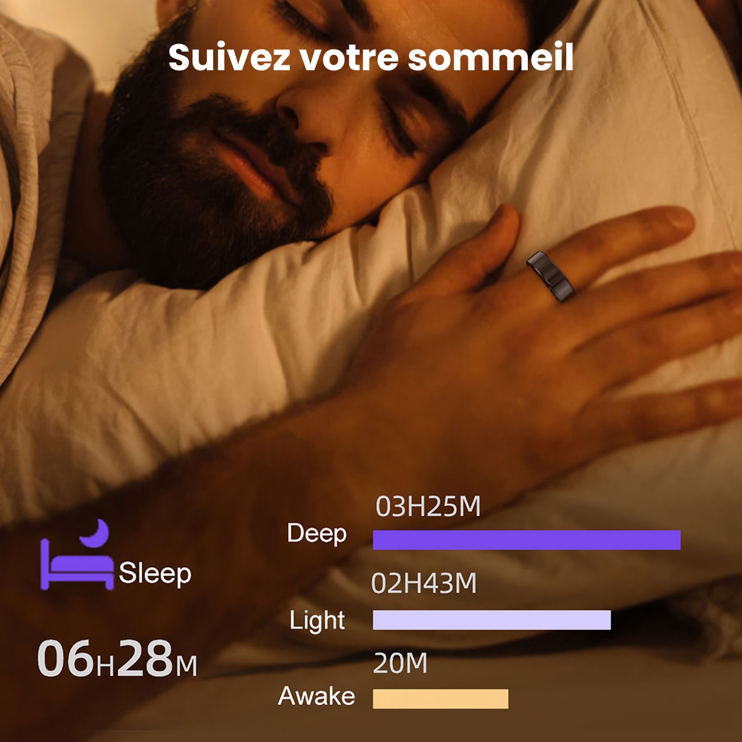 Anneau intelligent de surveillance de la santé | Étanchéité IP68