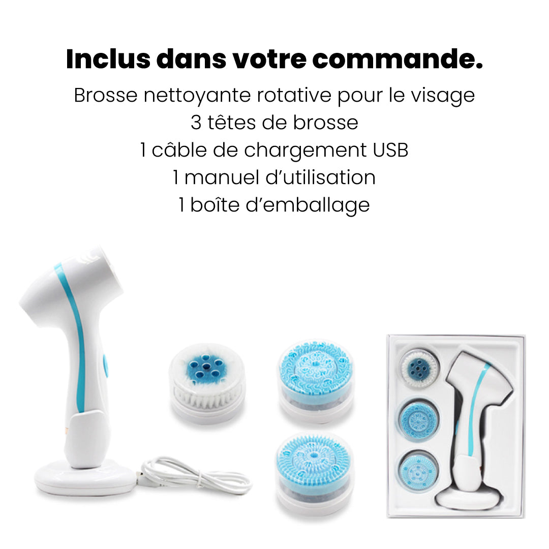 Brosse électrique de nettoyage pour le visage | 3 têtes de brosse