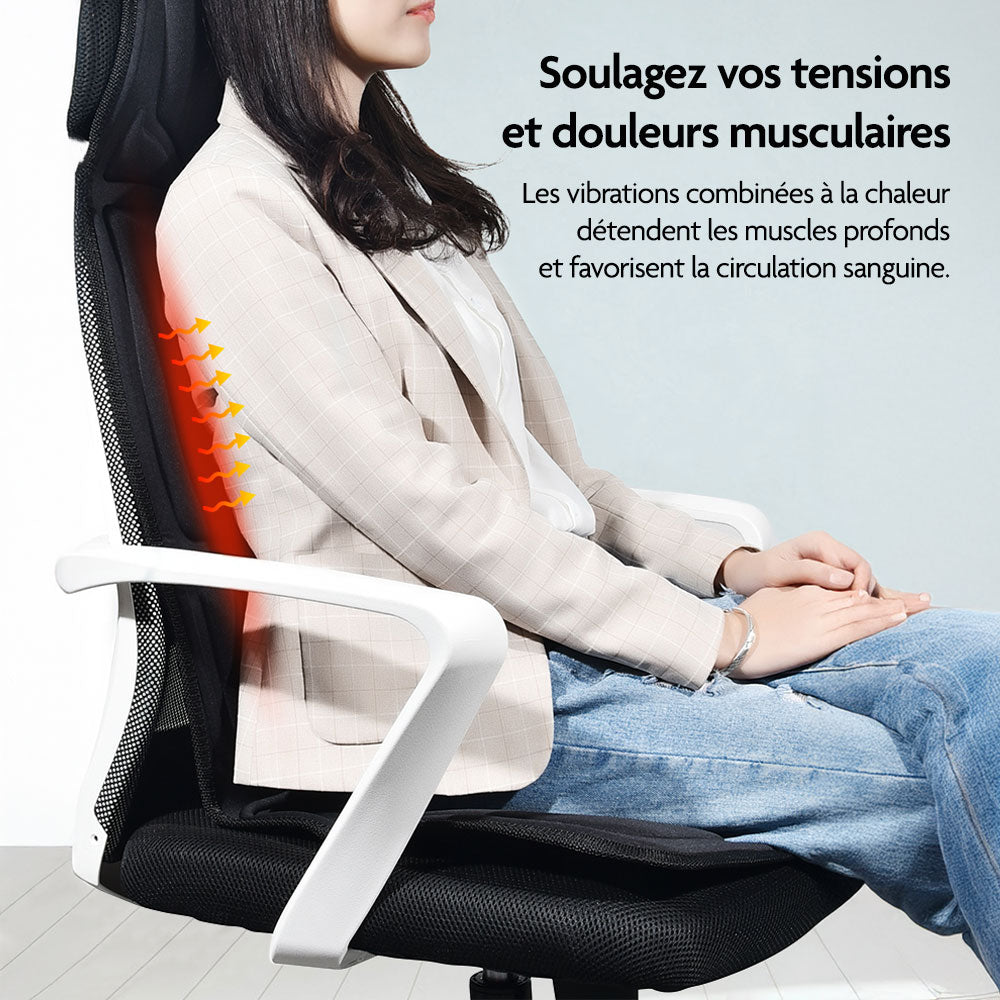 Coussin de massage chauffant vibrant pour le dos et la nuque