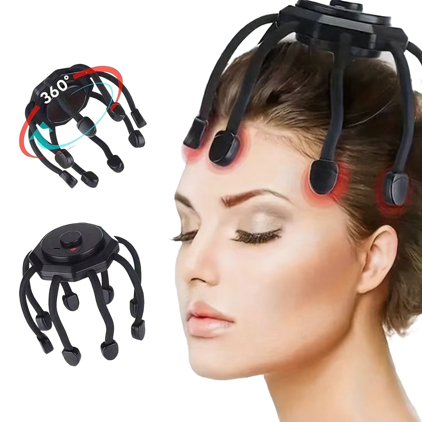 Masseur de tête électrique sans fil pour le cuir chevelu 360°