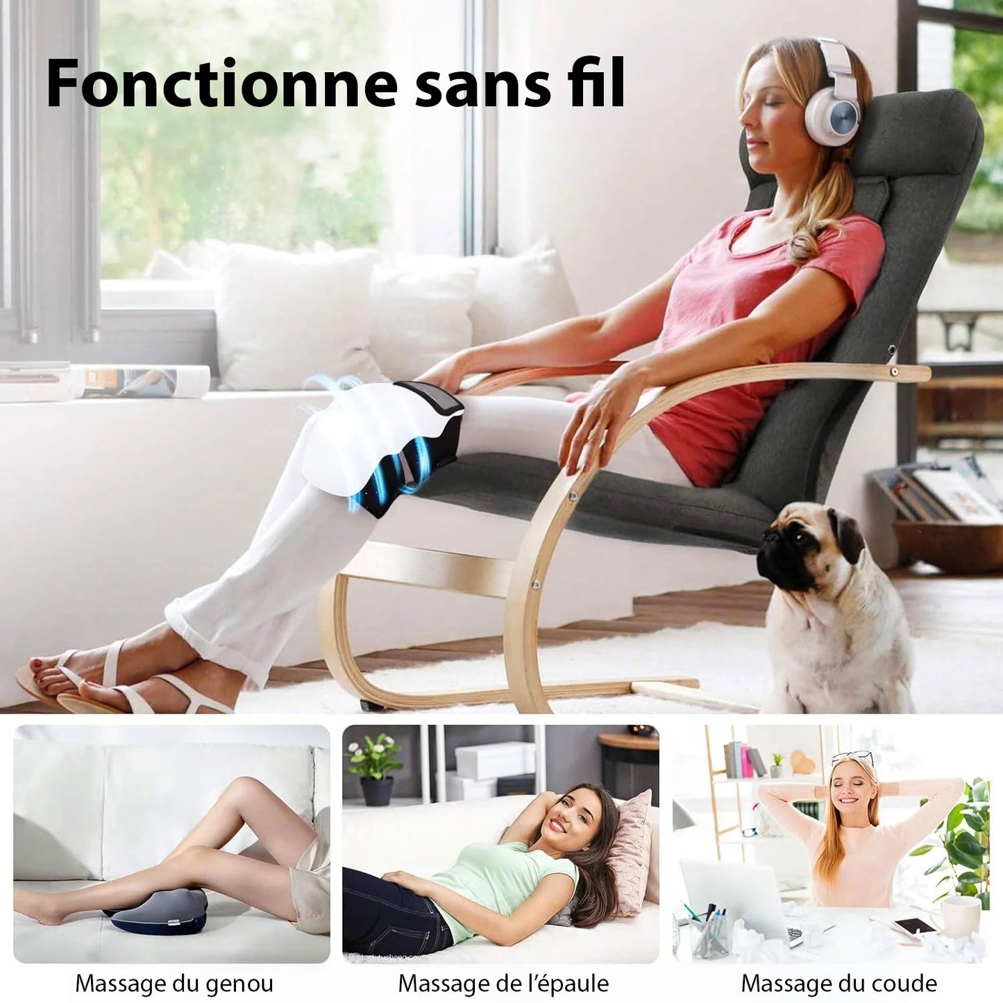 Masseur de Genou Chauffant Infrarouge | Soulagement Douleurs & Récupération Articulaire