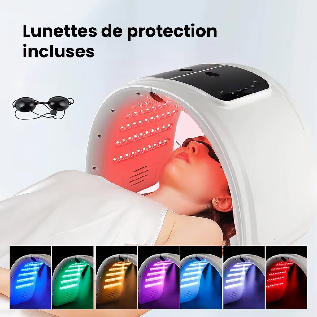 Appareil de soin du visage avec masque LED et brumisateur