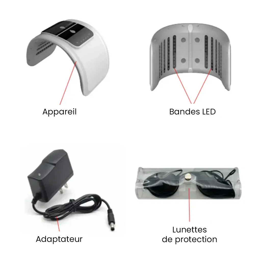 Appareil de soin du visage avec masque LED et brumisateur