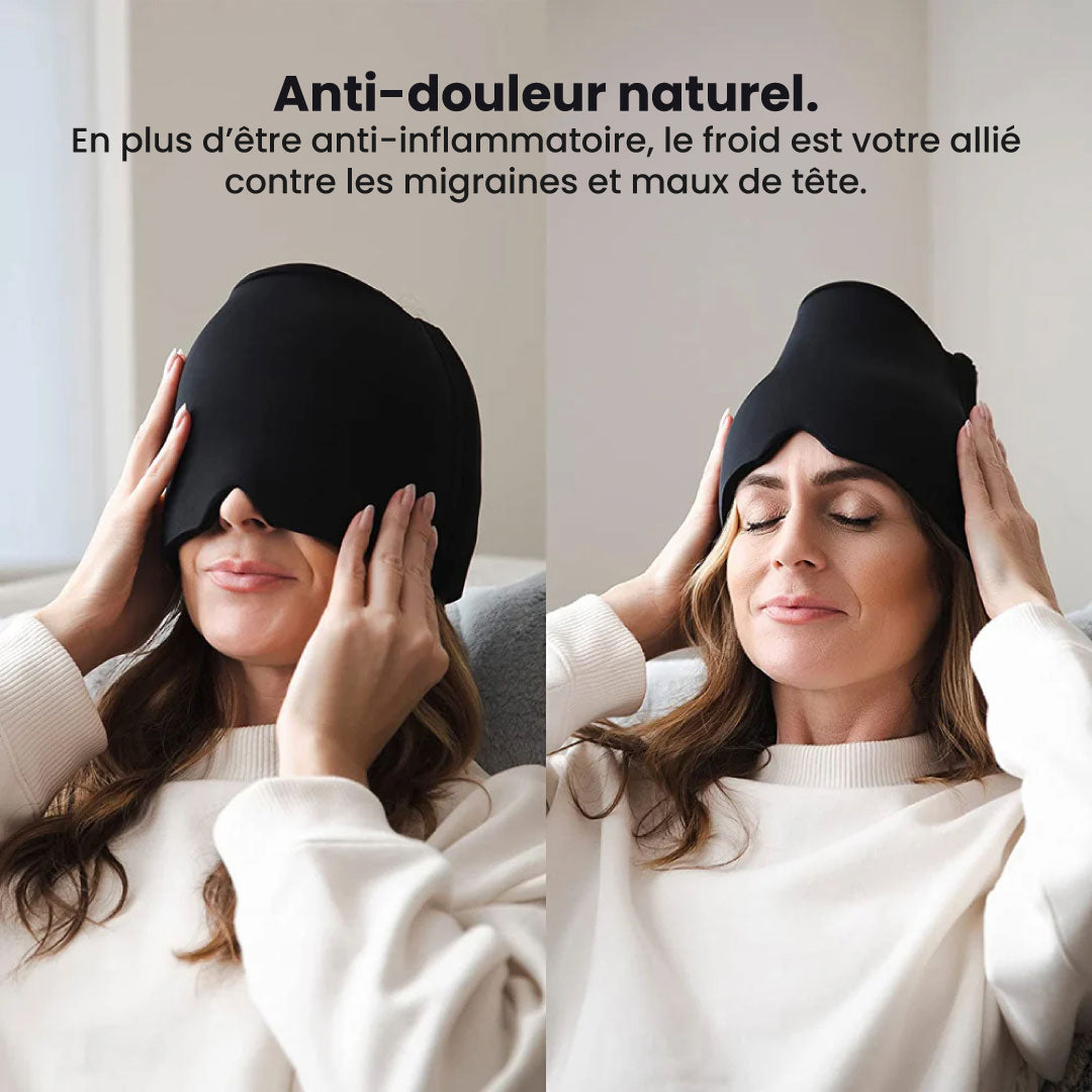 Bonnet anti-migraine et maux de tête | Poche de gel froide