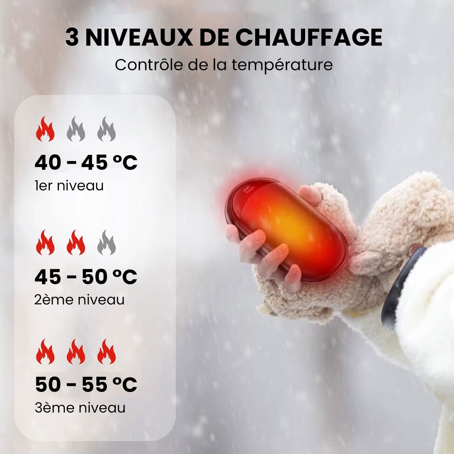 Lot de 2 chauffe-mains électriques magnétiques | Format de poche rechargeable