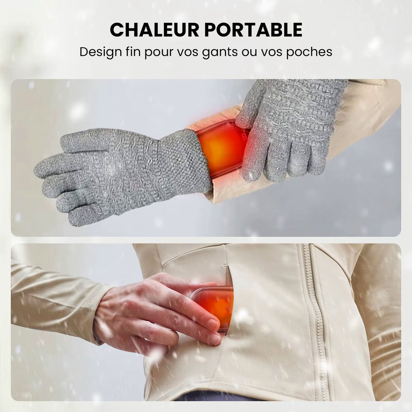 Lot de 2 chauffe-mains électriques magnétiques | Format de poche rechargeable