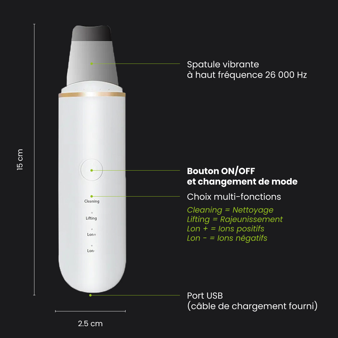 Épurateur de peau ultrasonique | Élimination des points noirs