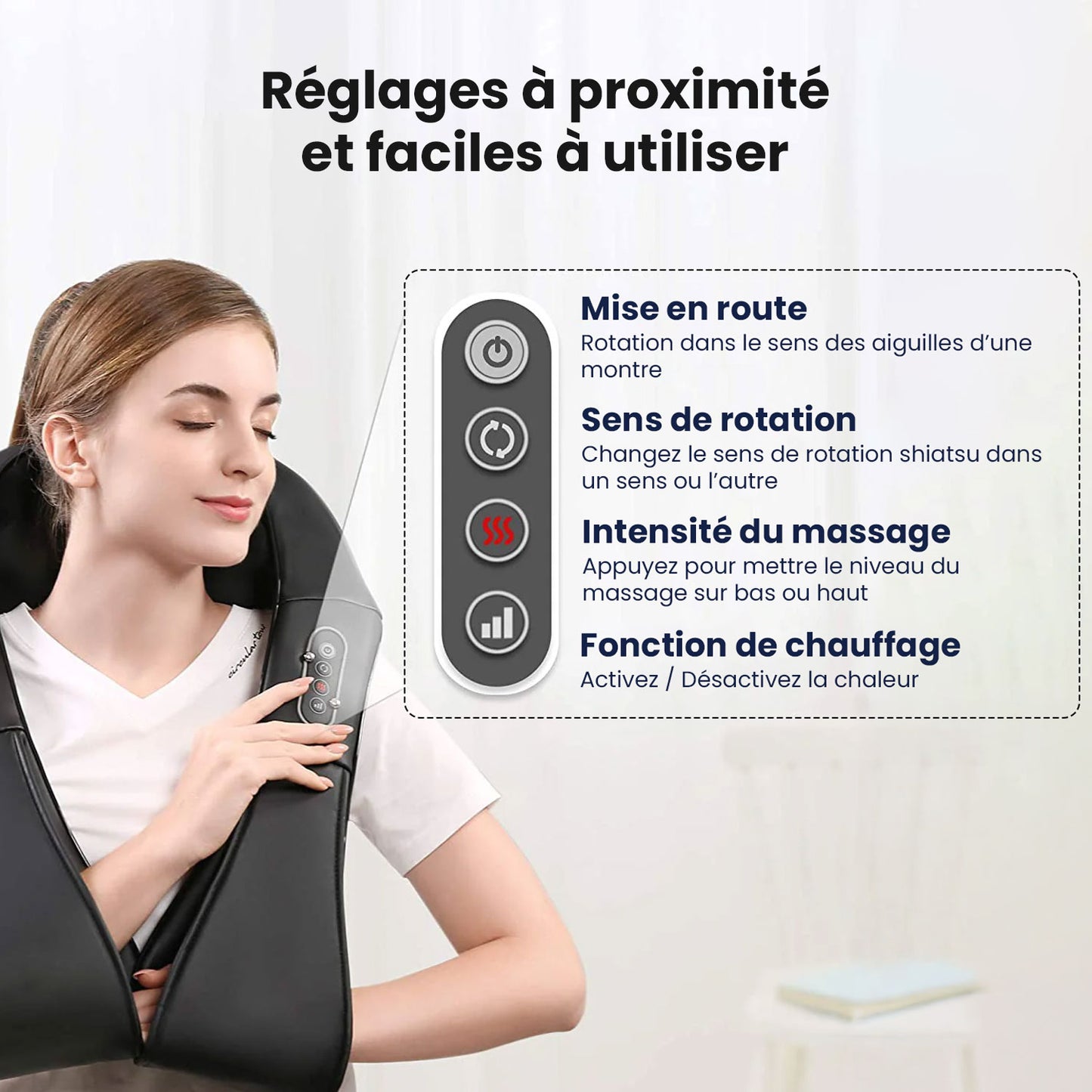 Masseur chauffant Shiatsu pour cou, nuque & épaules
