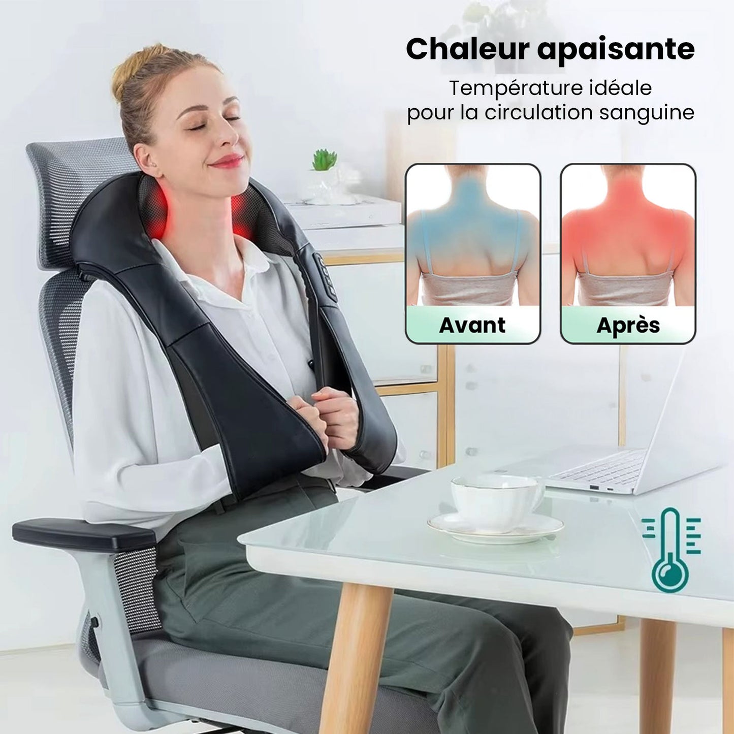 Masseur chauffant Shiatsu pour cou, nuque & épaules