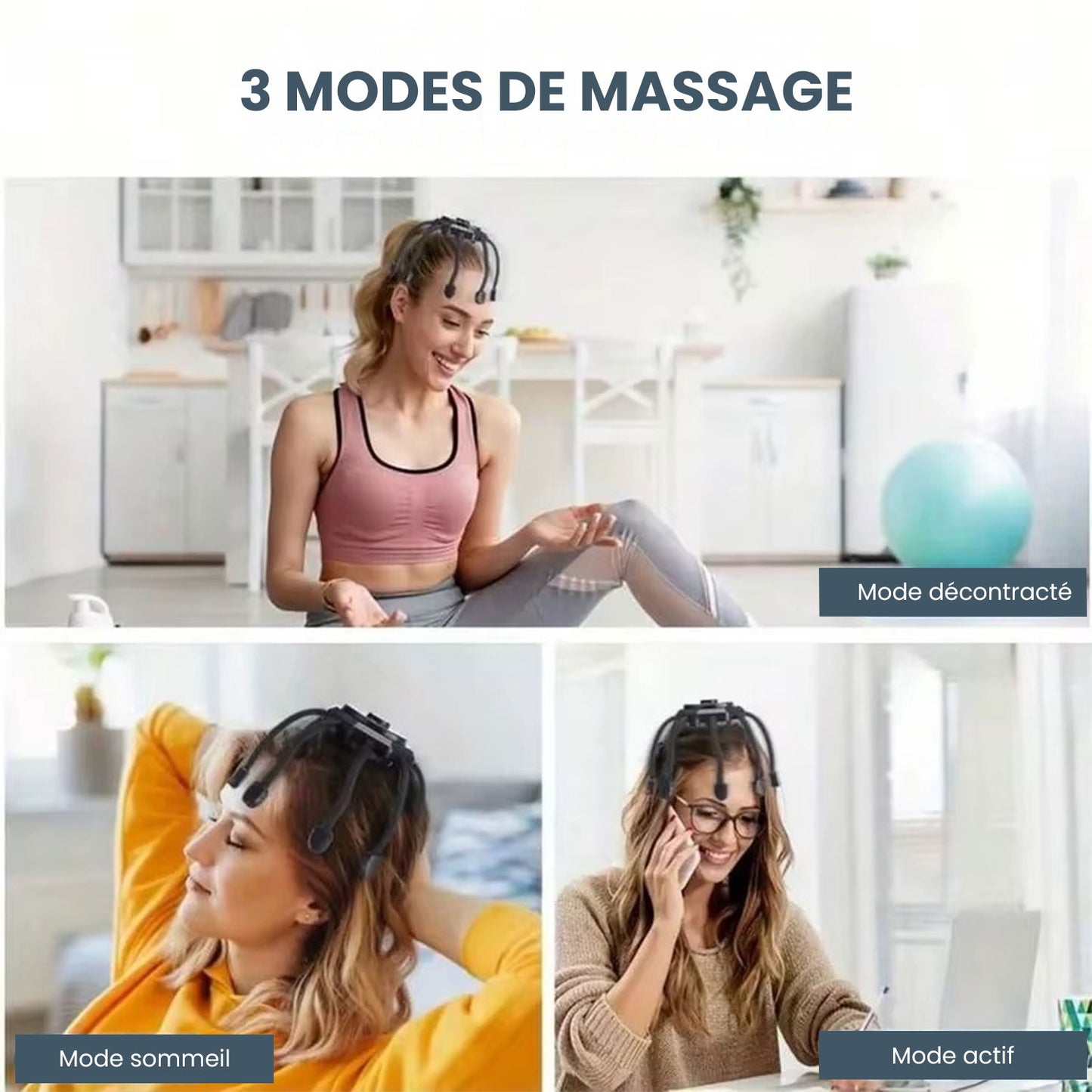 Masseur de tête électrique sans fil pour le cuir chevelu 360°