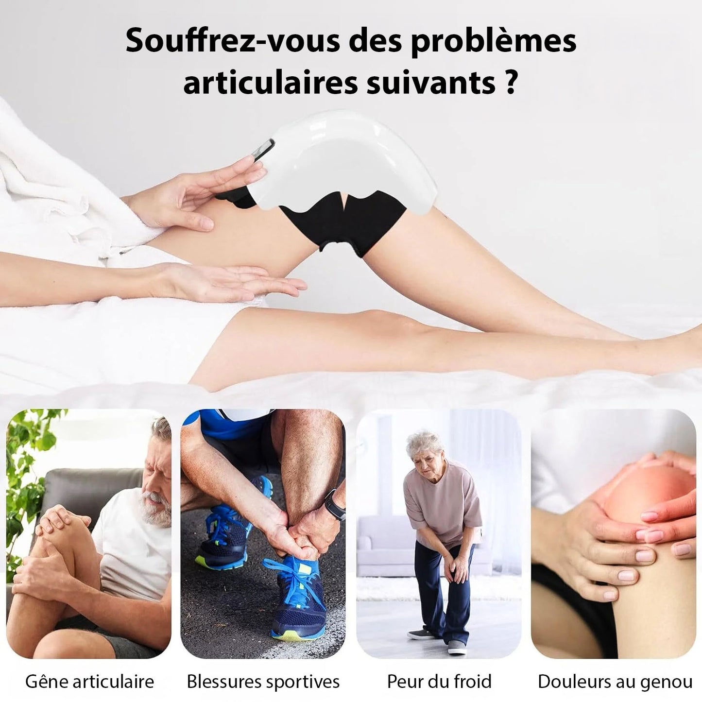 Masseur de Genou Chauffant Infrarouge | Soulagement Douleurs & Récupération Articulaire