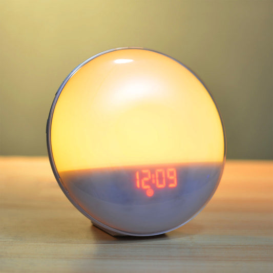Réveil lumineux simulateur de lever & coucher de soleil | Radio FM | Veilleuse 7 couleurs | Sons naturels