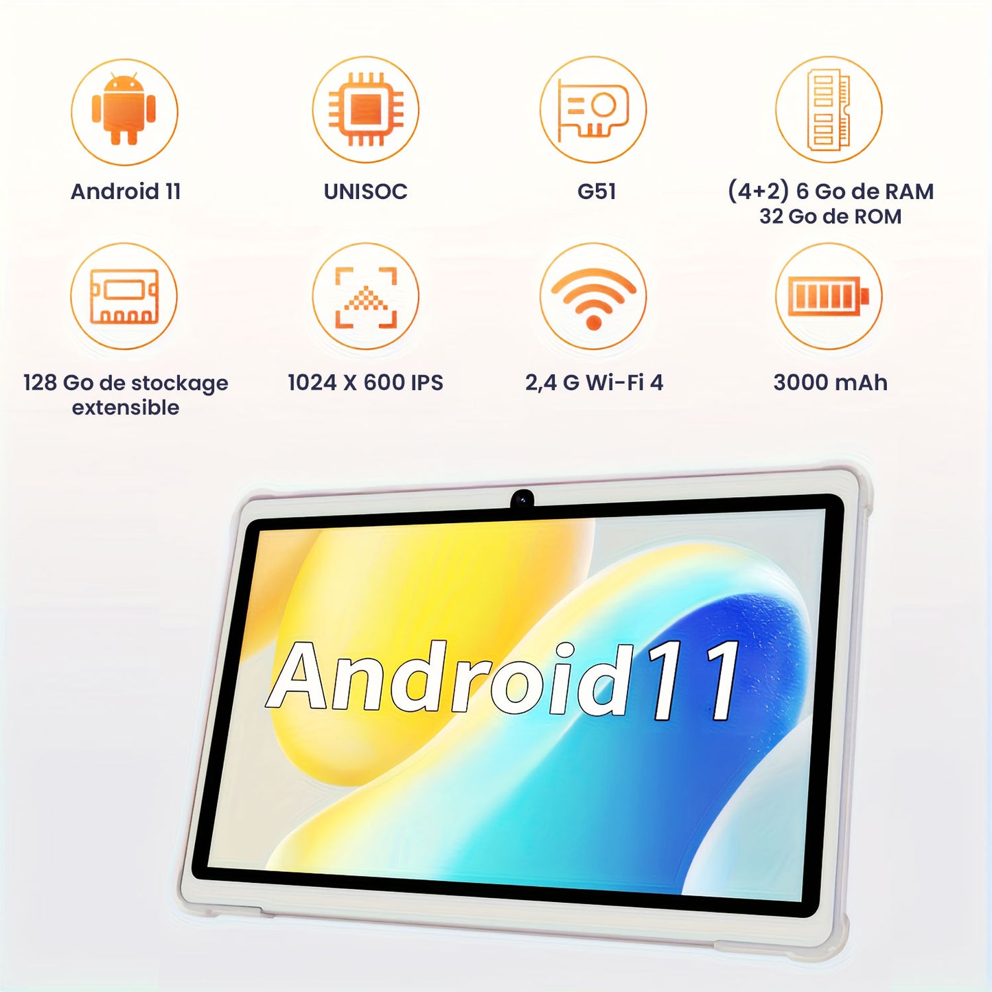 Tablette Android 11 2025 | 7 pouces, 6 Go, WiFi inclus