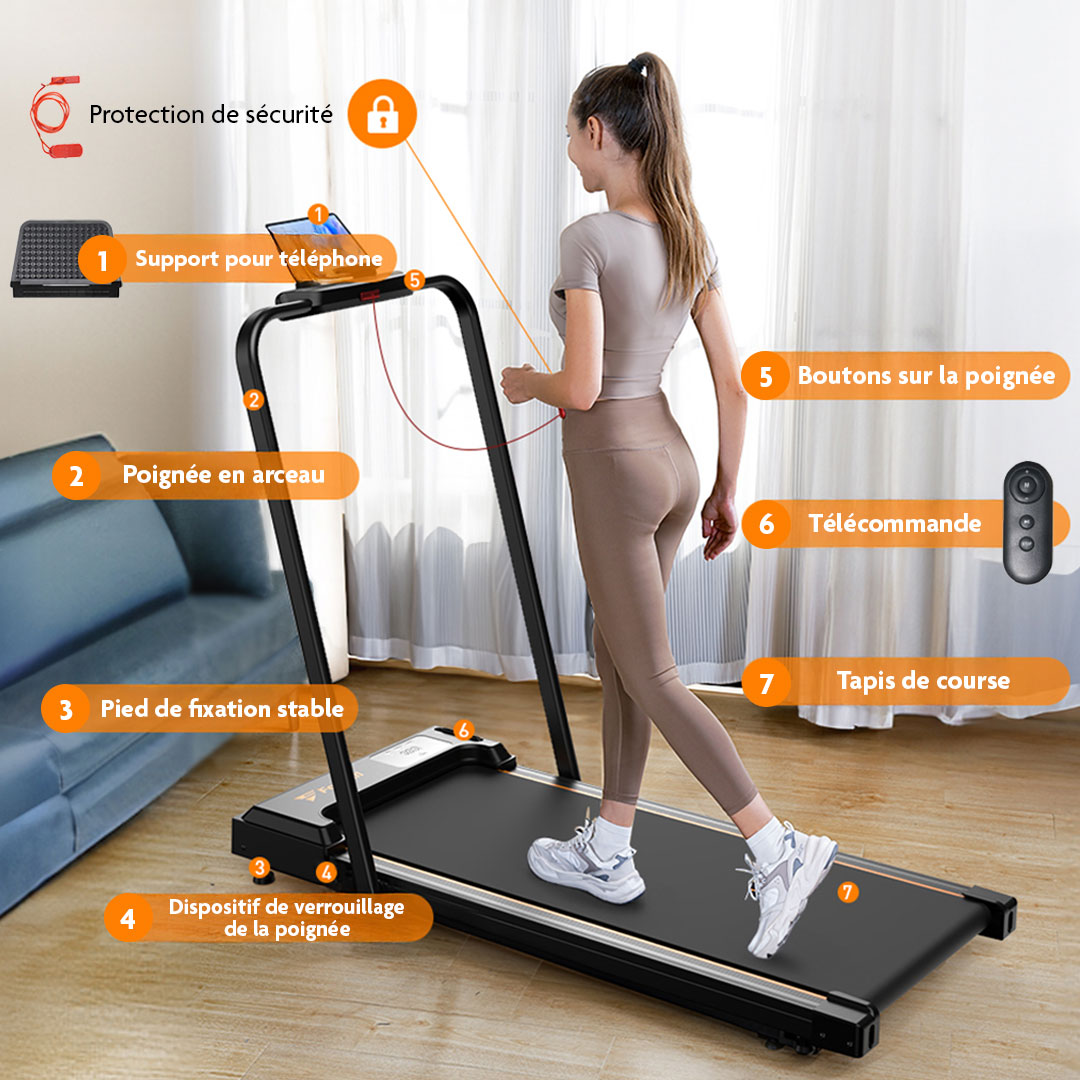 Tapis roulant 2‑en‑1 | Marche et Jogging